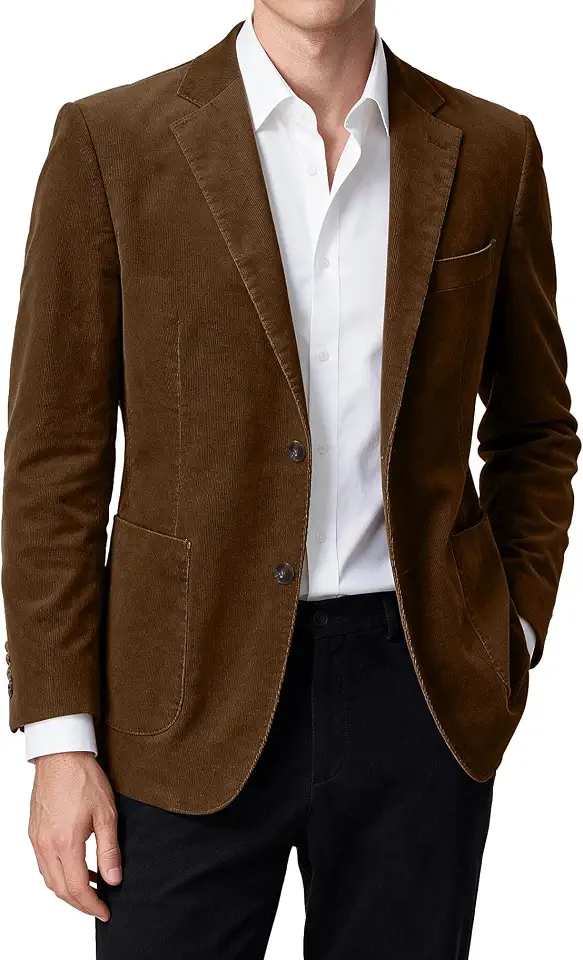 Global Recycled Standard Men's Blazer Corduroy Sport Coat Slim Fit Casual Work Wear Work Vintage Winter Suit Jacket Tuxedo for Prom
