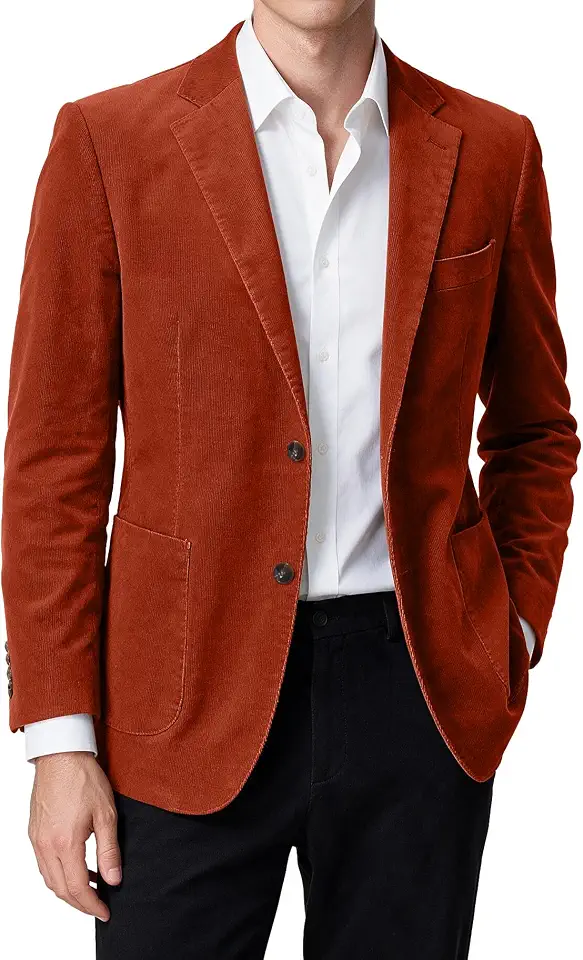 Global Recycled Standard Men's Blazer Corduroy Sport Coat Slim Fit Casual Work Wear Work Vintage Winter Suit Jacket Tuxedo for Prom