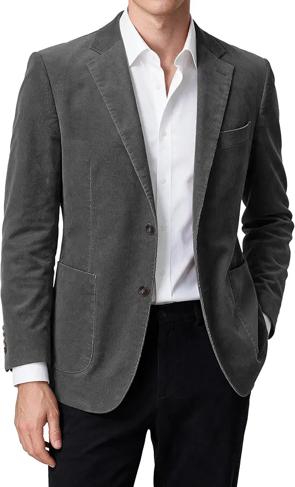 Global Recycled Standard Men's Blazer Corduroy Sport Coat Slim Fit Casual Work Wear Work Vintage Winter Suit Jacket Tuxedo for Prom