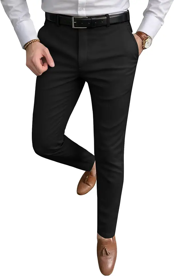 Ntrlv Men's Skinny Stretch Dress Pants Slim Fit Suit Tapered Chinos