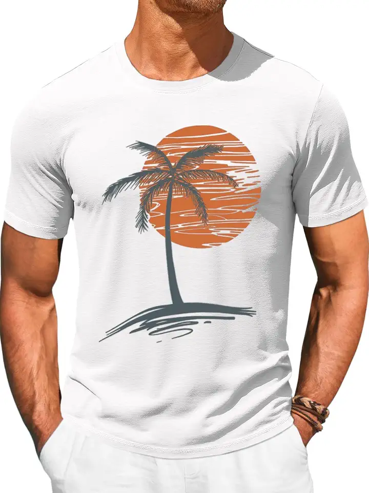 Men's White Short Sleeve Crewneck Graphic Tee