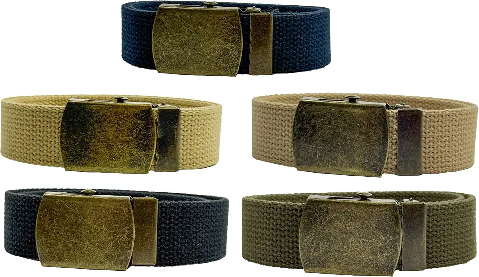 Cotton Canvas Web Belt for Men, 5-Pack, Cut-to-Fit