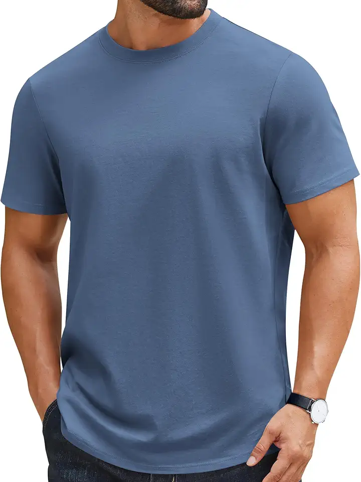 COOFANDY Mens T-Shirts 100% Cotton Crewneck Short Sleeve Tees Casual Plain Shirts