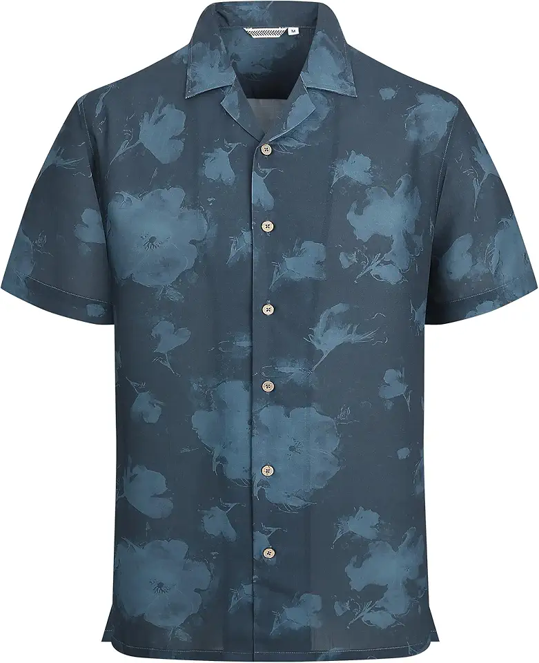 Alex Vando Mens Linen Blend Short Sleeve Vintage Printed Beach Shirts