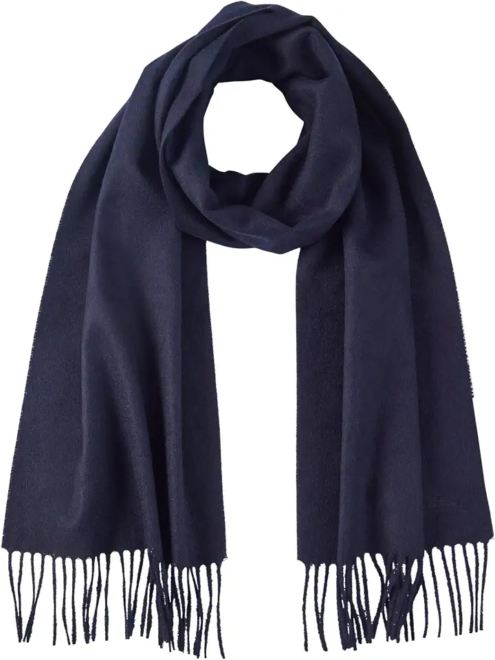 Brooks Brothers Wool and Cashmere Woven Solid Scarf with Twisted Fringe - Men's Luxury Winter Scarf, 66-inches x 12-inches