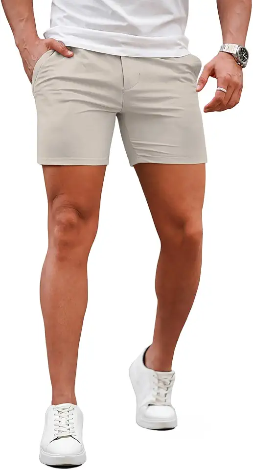 GINGTTO Mens Slim Fit Shorts Stretch Tapered Leg Skinny Chinos 5" 7"