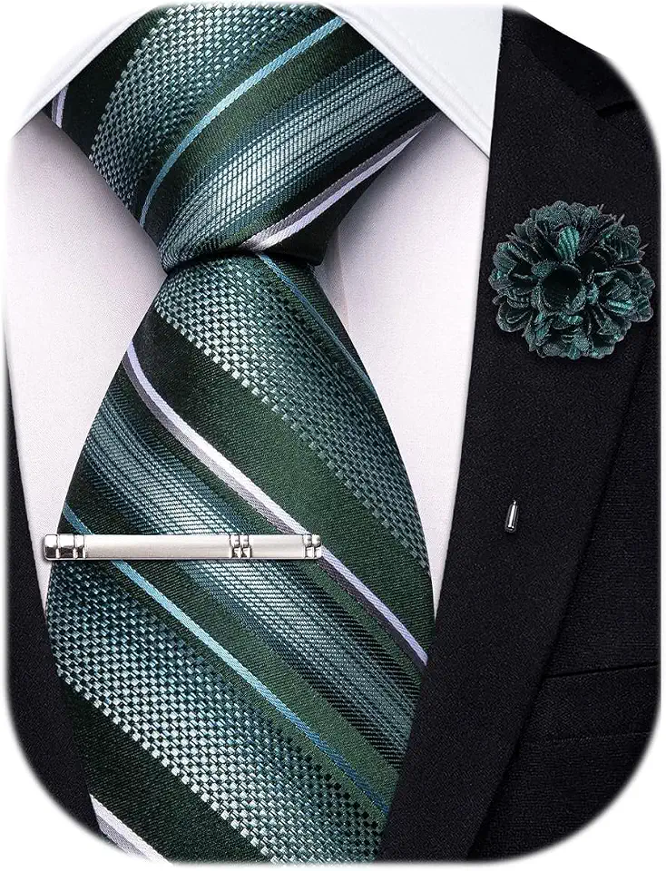 Men's Dark Green Printed Silk Necktie