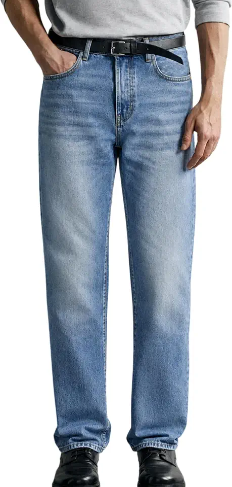 MZNBURAM Men's Stretch Regular Fit Straight-Leg Jeans - Cotton Fashion Comfort Flex Waist Denim Pants