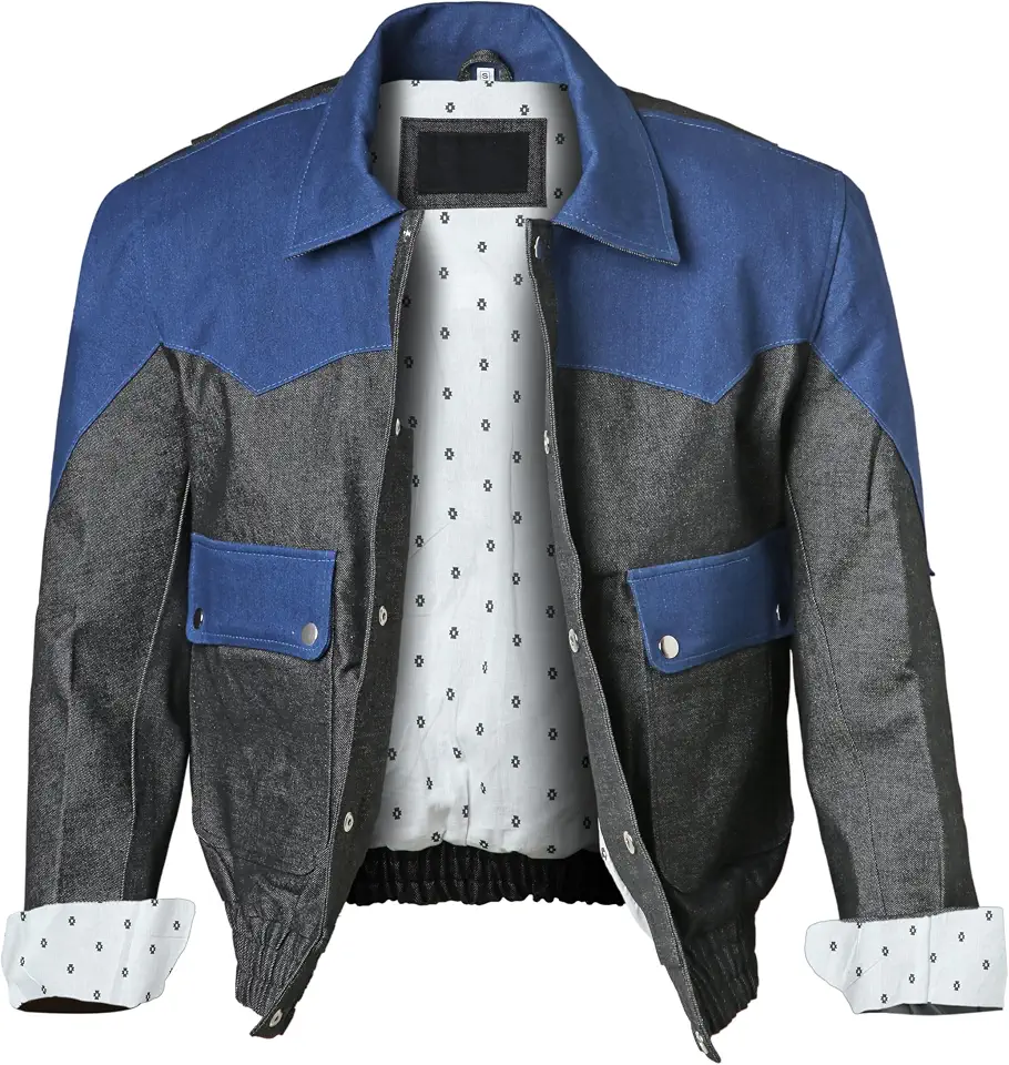 SUTAIRU Men Retro Vintage Jean Jacket, Grey And Blue Denim Jacket For Men