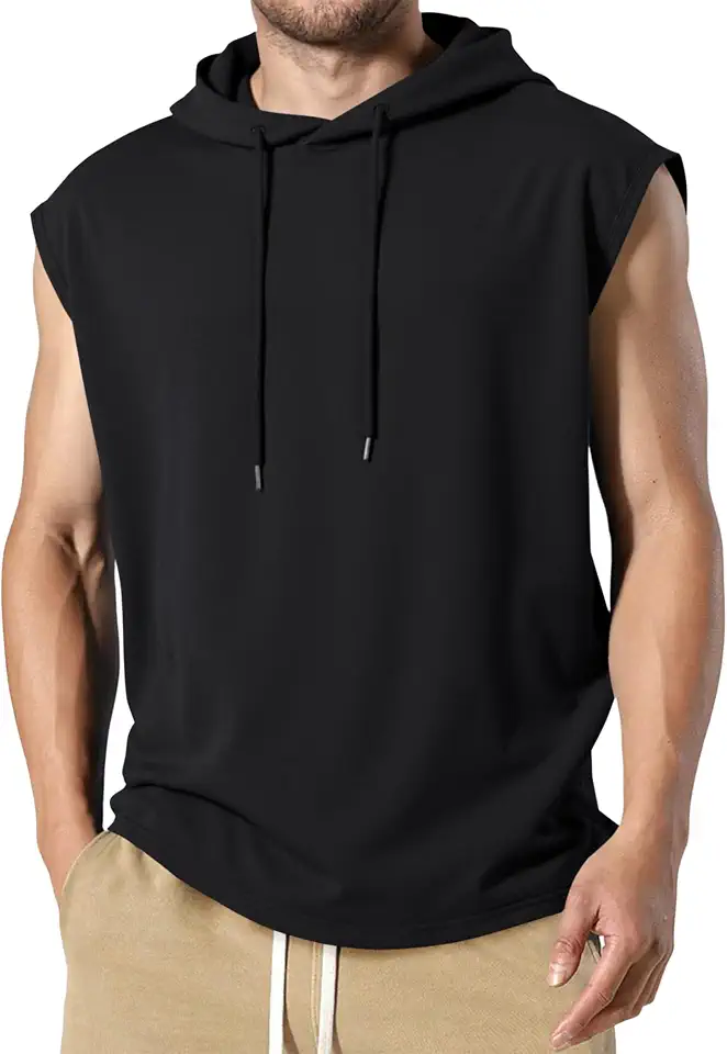 Men's Black Sleeveless Hoodie