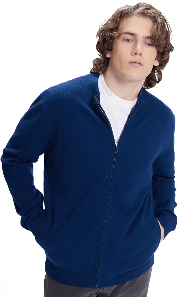 Men's 100% Mongolian Cashmere Full Zip Cardigan Sweater