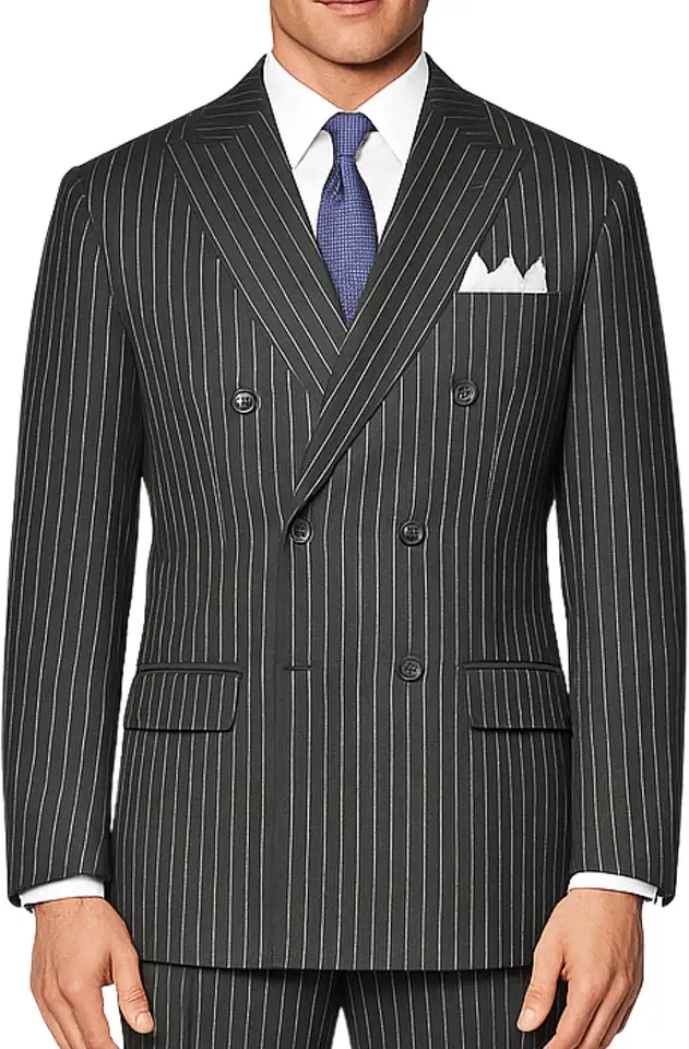 Men's Gangster Pinstripe Double-Breasted Classic-Fit Suit w/Adjustable Waistband, Multiple Colors, 36S-62L - New