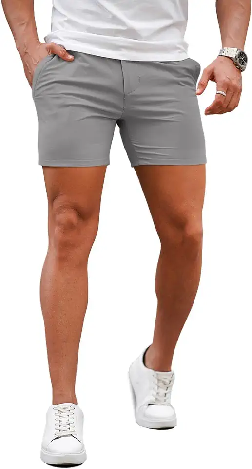 Global Recycled Standard GINGTTO Mens Slim Fit Shorts Stretch Tapered Leg Skinny Chinos 5" 7"