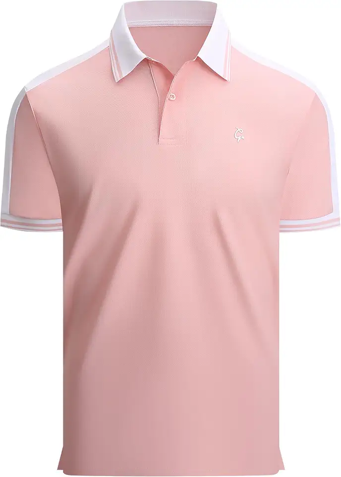 Alex Vando Men's Golf Polo Shirt Short Sleeve – Performance Stretch Nylon Pique Polo Shirts for Golf, Sports & Casual Wear