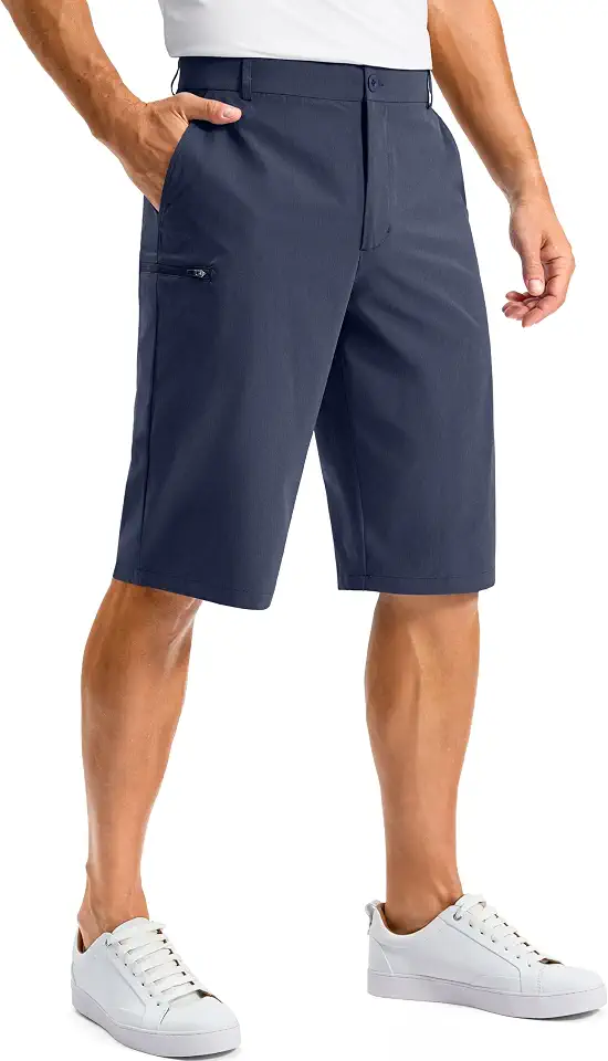 Pudolla Men's Golf Shorts with 4 Pockets 11"/13" Long Inseam Dress Shorts