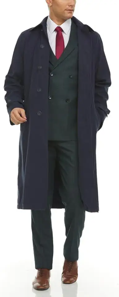 Adam Baker Men's Trench Coat | Single Breasted Full Length All Year-Round Belted Men’s Raincoat