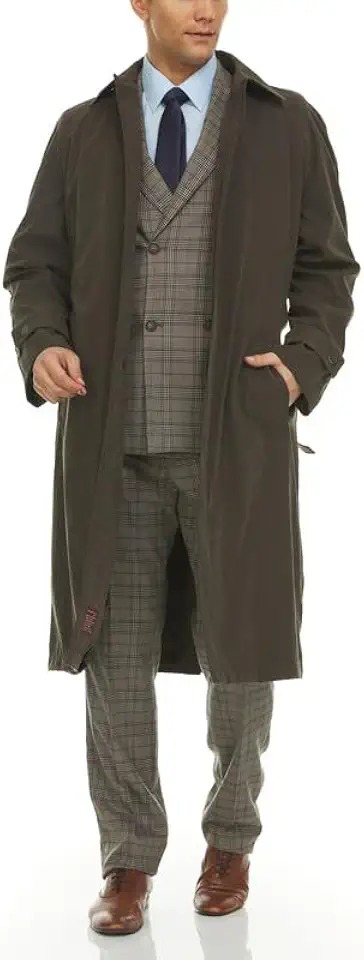 Adam Baker Men's Trench Coat | Single Breasted Full Length All Year-Round Belted Men’s Raincoat