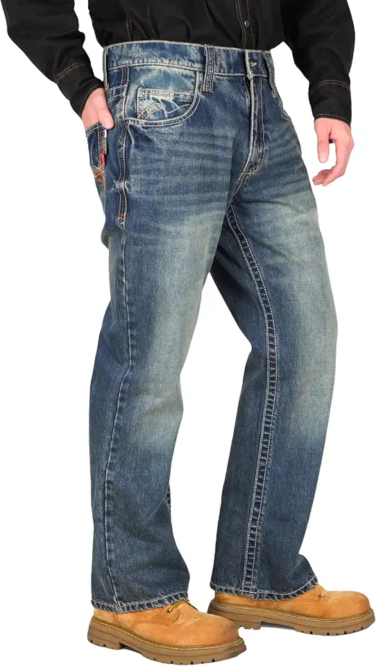 TICOMELA Mens FR Stretch Jeans–Regular Fit Straight Leg Midweight EX-Soft
