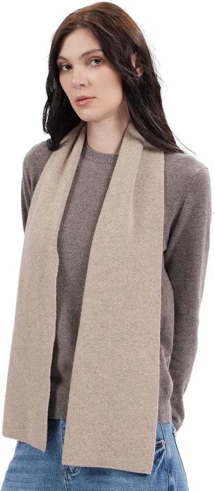 100% Mongolian Cashmere Knitted Scarf for Women & Men, Ribbed Knit