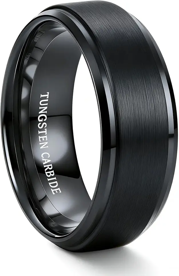 Tungary 8mm Tungsten Wedding Bands for Men, Promise Men Ring Size 6-14