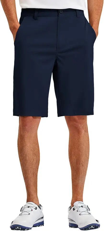 PULI Men's Golf Shorts 10" Inseam Flat Front Lightweight with 5 Pockets