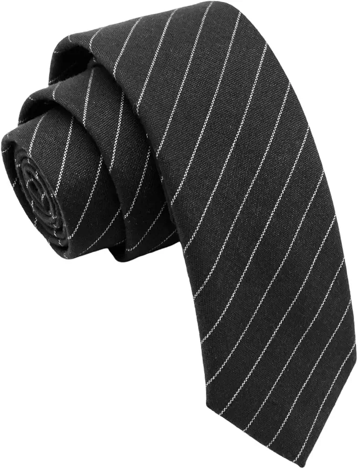 Striped Skinny Tie for Men, Mens Necktie for Wedding Business | Slim Cut Woven Fabric, Classic Solid Tone, Pairs with Suit Shirts, for Business Banquet Party