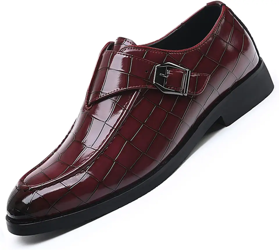 Men's Burgundy Leather Double Monk Straps