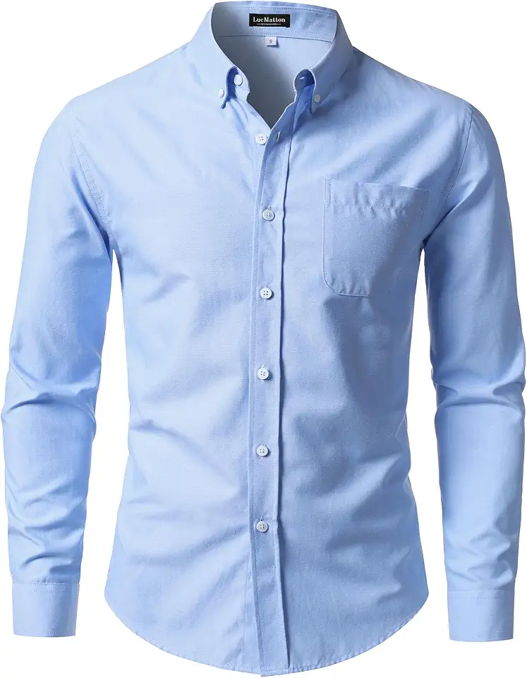LucMatton Men's Lightweight Oxford Long Sleeve Shirt