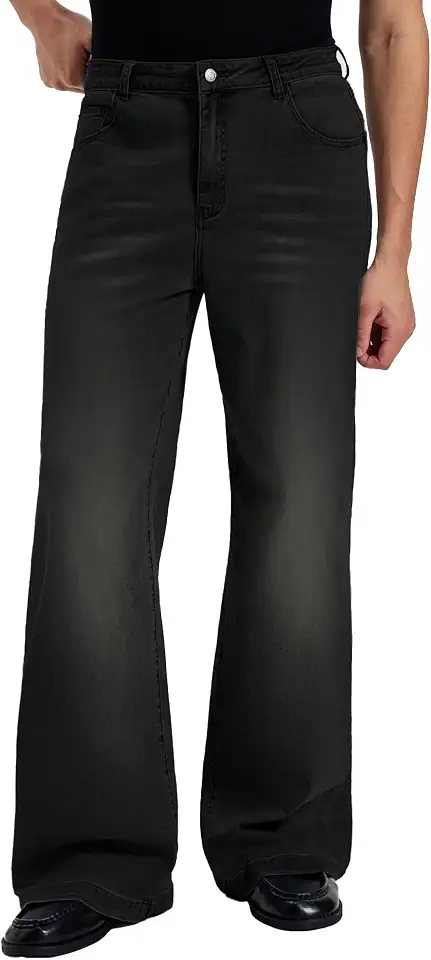 Mens Bootcut Baggy Jeans Stretch Flared Wide Leg Old Money Jeans Lightweight Breathable Vintage Stylish Casual Denim Pants