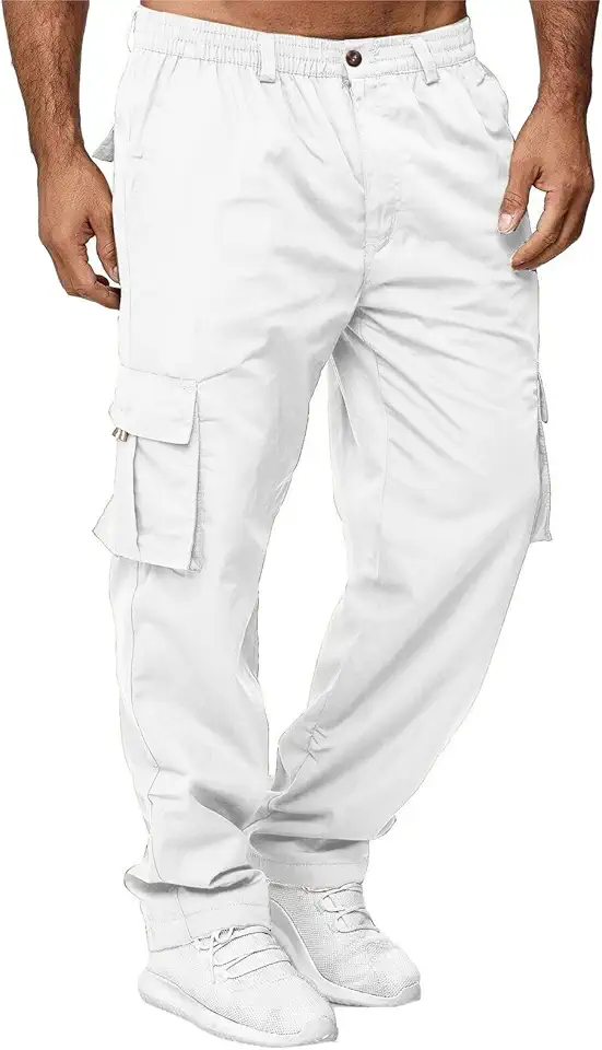 AIFARLD Men's Cargo Pants with Pockets Cotton Hiking Sweatpants Casual Athletic Jogger Sports Outdoor Trousers Relaxed Fit