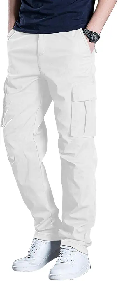 Men's Cargo Pants Stretch Sweatpants Elastic Drawstring Casual Pants
