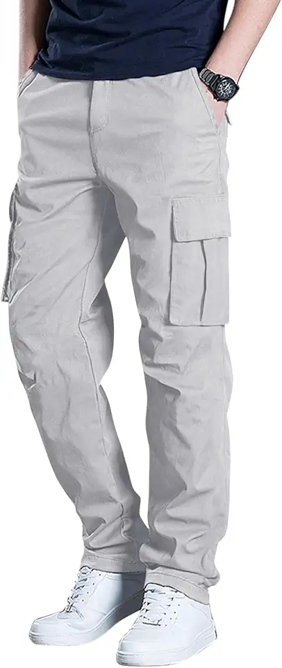 Men's Cargo Pants Stretch Sweatpants Elastic Drawstring Casual Pants