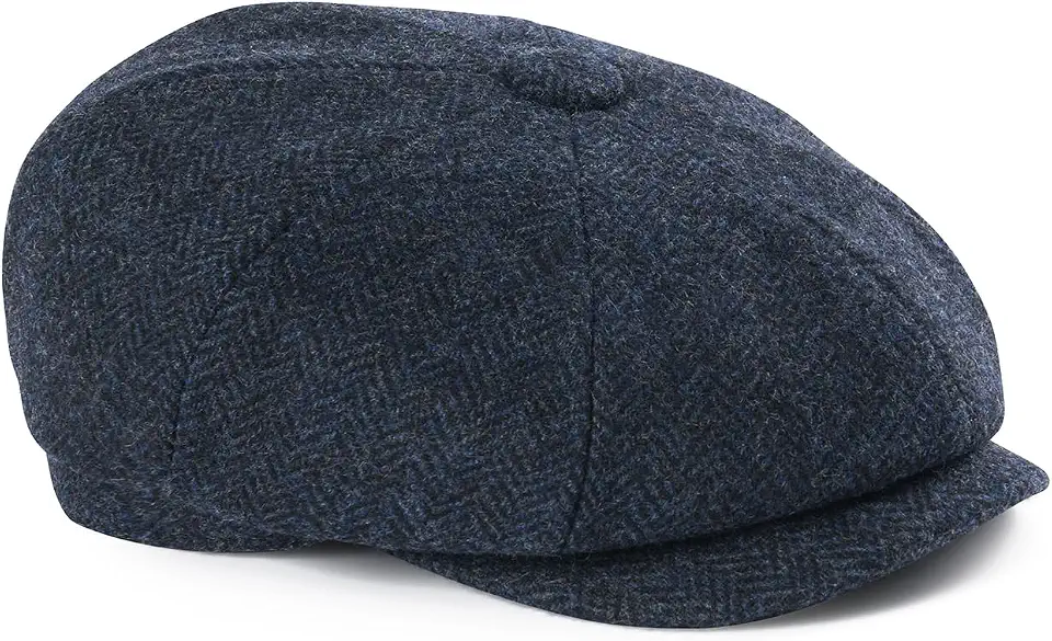 FEINION Thick Wool Blend Men 8 Panel Herringbone Wool Newsboy Cap