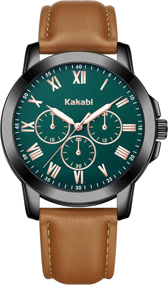 Mens Watch Classic Leather Roman Numeral Quartz Dress Watch for Men