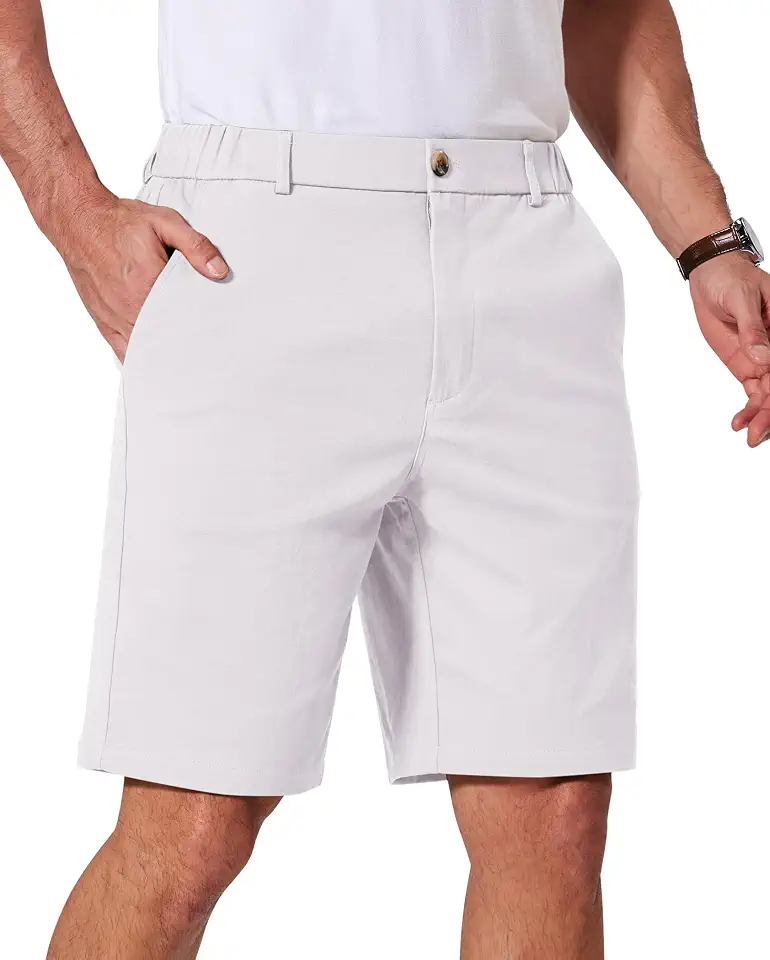 COOFANDY Men's Casual Shorts Classic-Fit 9" Chino Shorts Cotton Stretch Golf Short with 4 Pockets