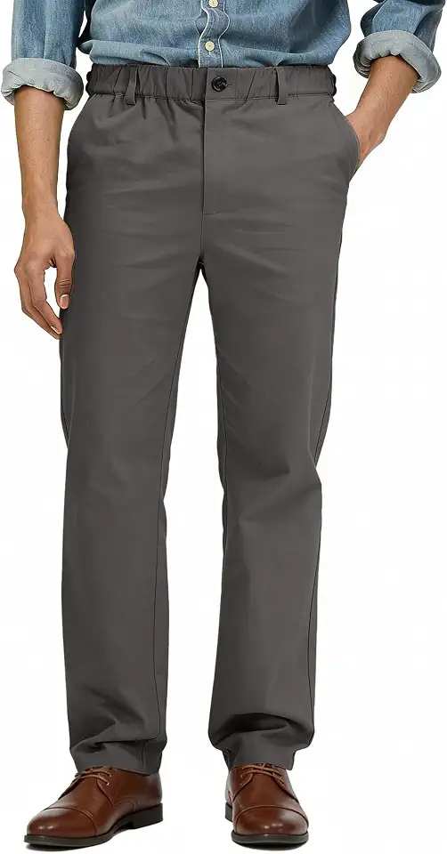 Comdecevis Men's Cotton Khaki Pants Relaxed Fit Comfy Stretch Chino Pants