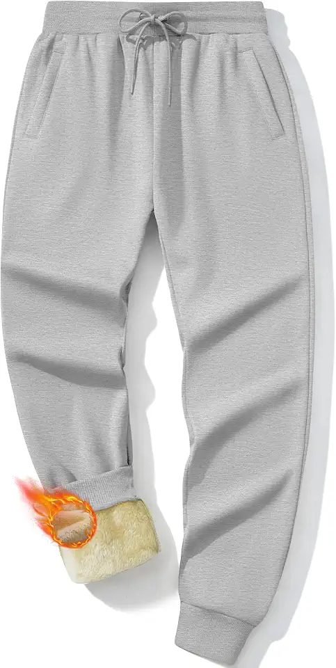 MAGCOMSEN Men's Winter Fleece Lined Pants Sherpa Sweatpants Thermal Warm Heavyweight Joggers Active Pants with 3 Pockets