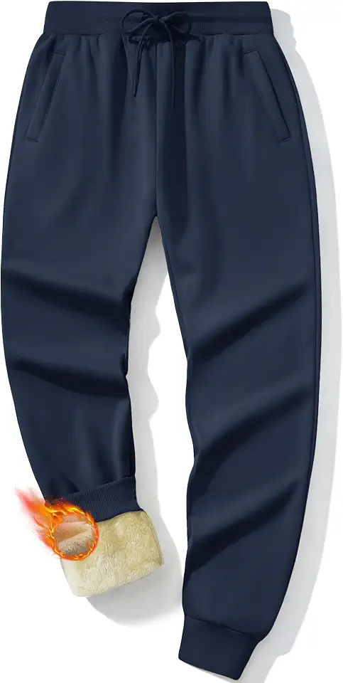 MAGCOMSEN Men's Winter Fleece Lined Pants Sherpa Sweatpants Thermal Warm Heavyweight Joggers Active Pants with 3 Pockets