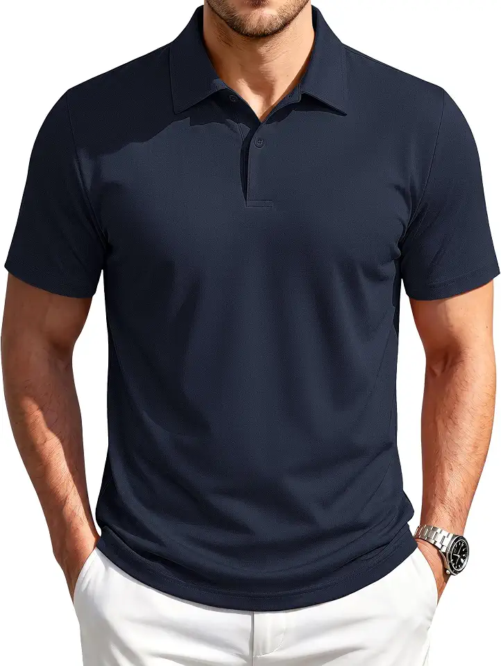 MAGNIVIT Mens Polo Shirts Short Sleeve 2-Button Collared Golf Polo Shirts
