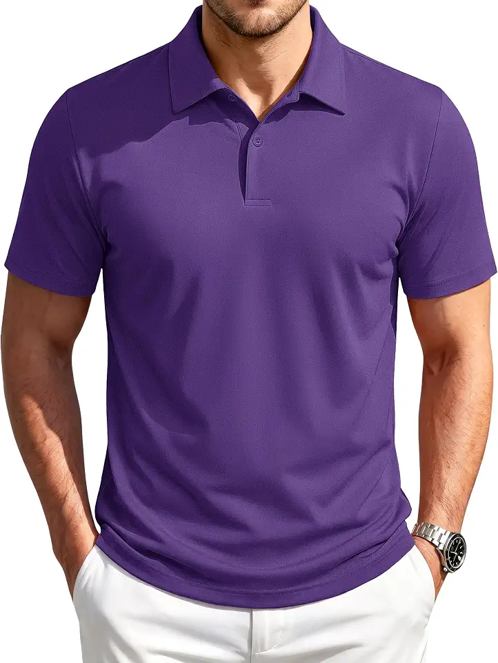 MAGNIVIT Mens Polo Shirts Short Sleeve 2-Button Collared Golf Polo Shirts