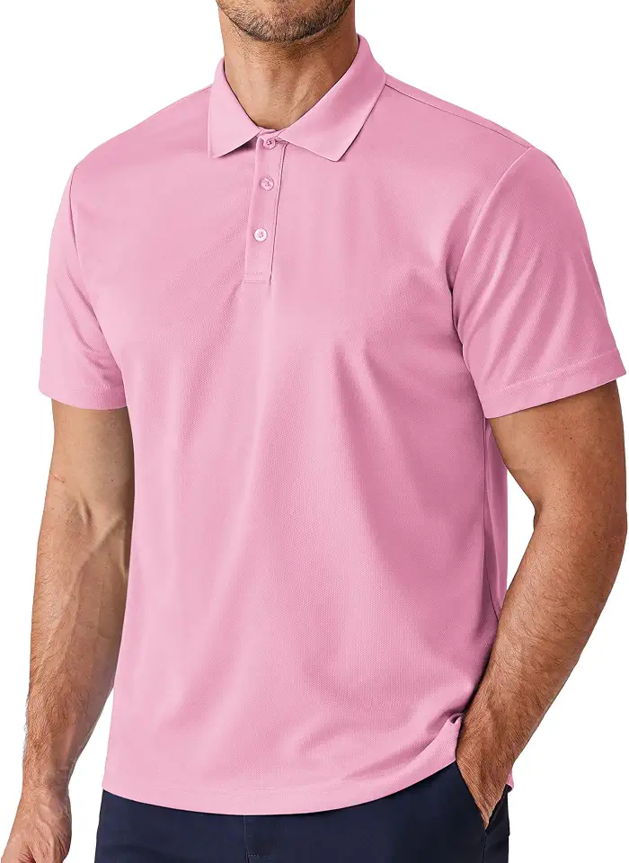 PINSPARK Polo Shirts for Men Short Sleeve Lightweight Quick Dry Golf T Shirt Moisture Wicking Casual Workout