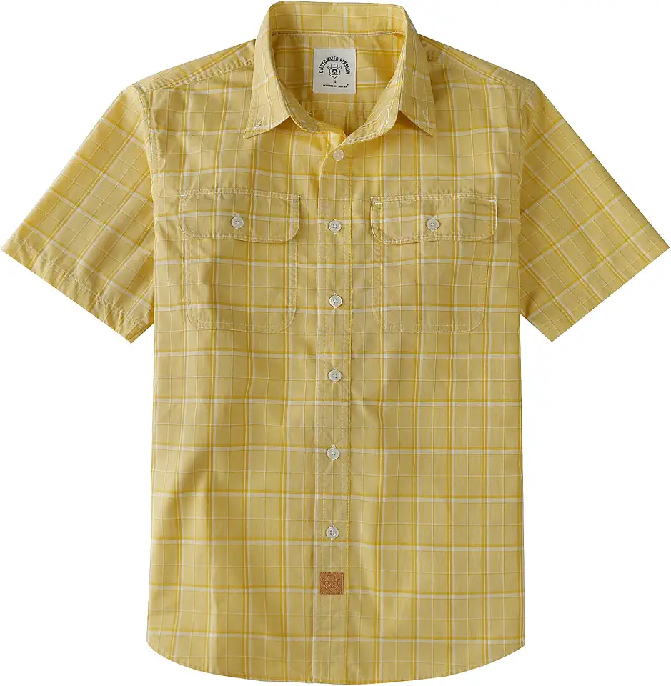 Dubinik® Mens Short Sleeve Button Down Shirts Plaid Casual Western Style Shirt 2 Pocket Lightweight Breathable Regular Fit