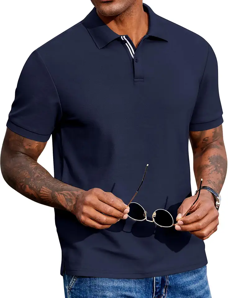 Global Recycled Standard COOFANDY Men's Polo Shirts Short Sleeve Cotton Pique Casual Button T Shirts Classic Fit Collared Golf Shirts