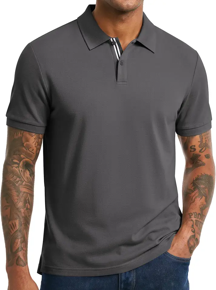 Global Recycled Standard COOFANDY Men's Polo Shirts Short Sleeve Cotton Pique Casual Button T Shirts Classic Fit Collared Golf Shirts