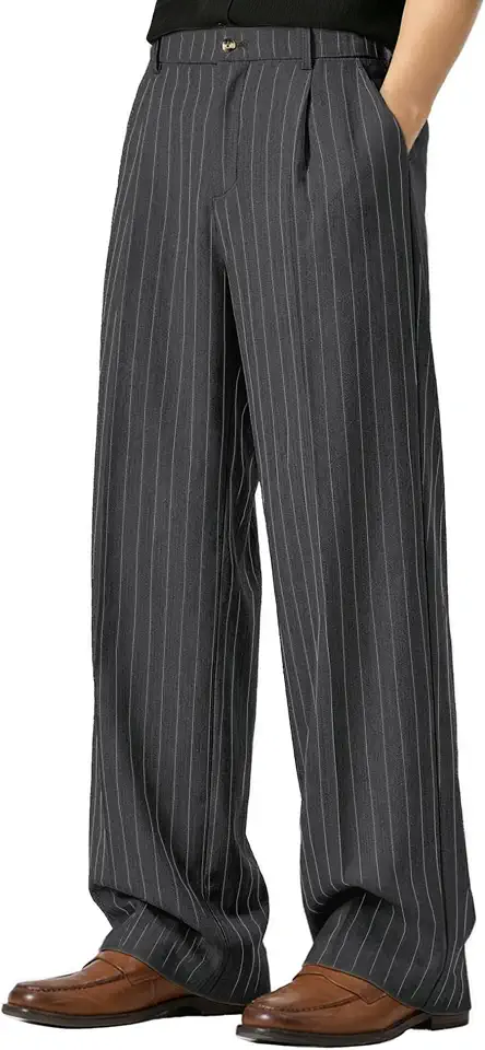 Men's Charcoal Pinstripe Dress Pants