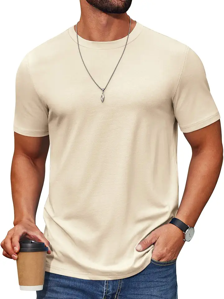 Global Recycled Standard COOFANDY Men's T Shirt Short Sleeve Cotton Blend T-Shirts Crew Neck Casual Summer Basic Tee Shirts