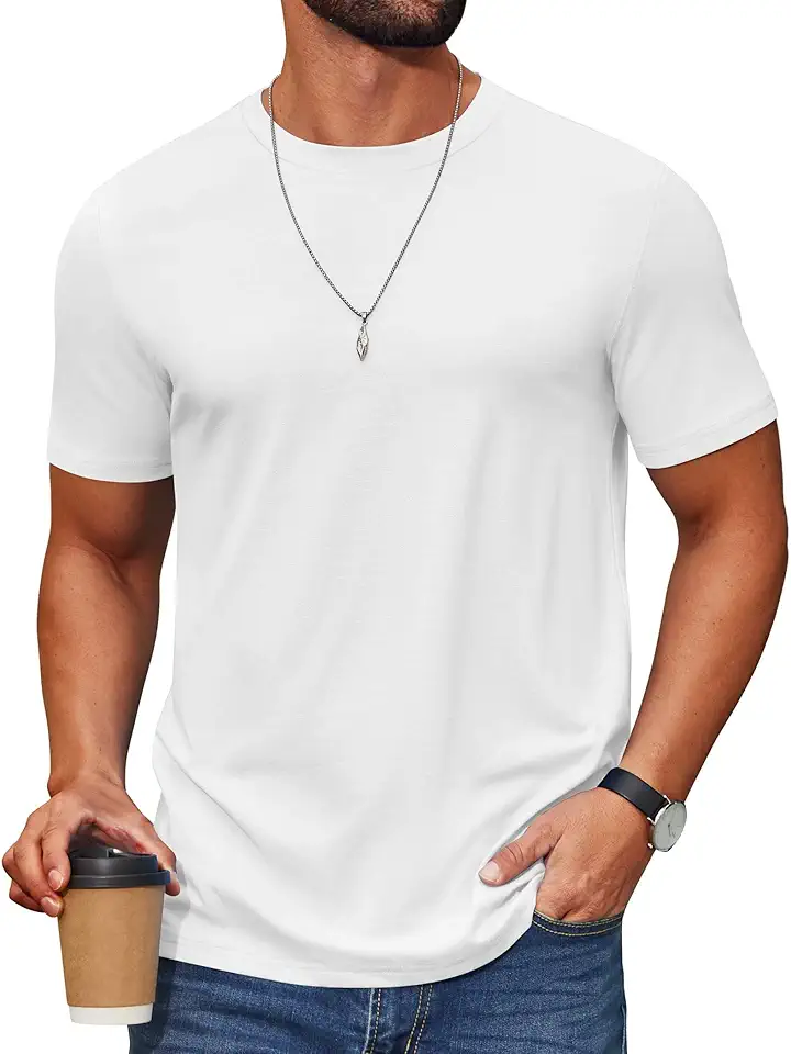 COOFANDY Men's T Shirt Short Sleeve Cotton Blend T-Shirts Crew Neck Casual Summer Basic Tee Shirts