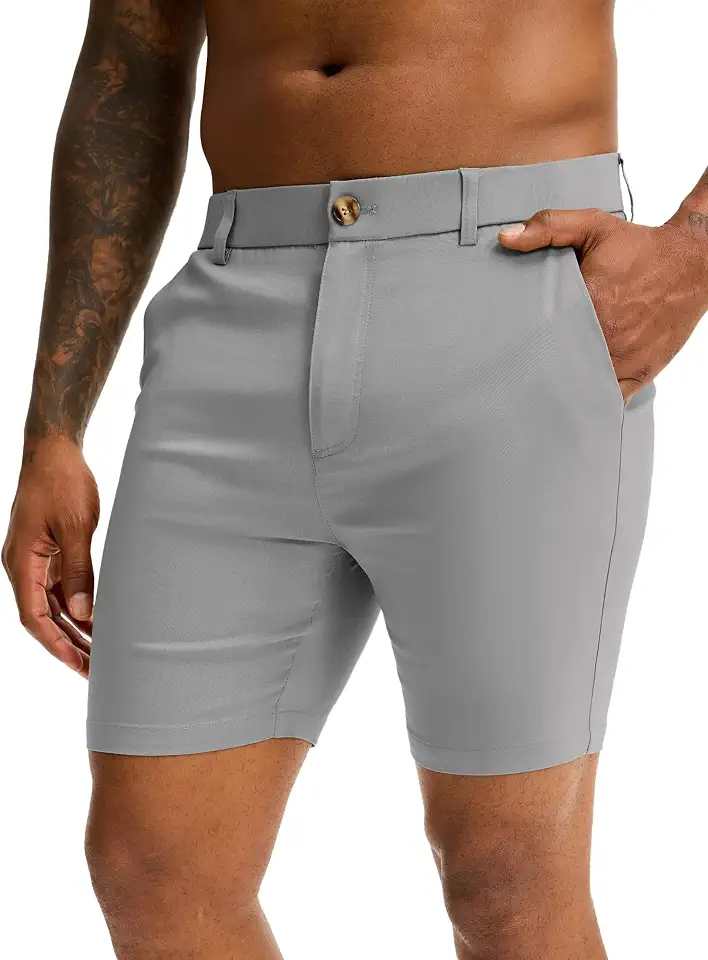 Comdecevis Men's Slim Fit Stretch Chino Shorts 7 Inch Inseam