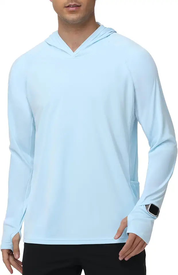 Global Recycled Standard MIER Mens UPF 50+ Long Sleeve Sun Hoodie, Lightweight Running Shirts