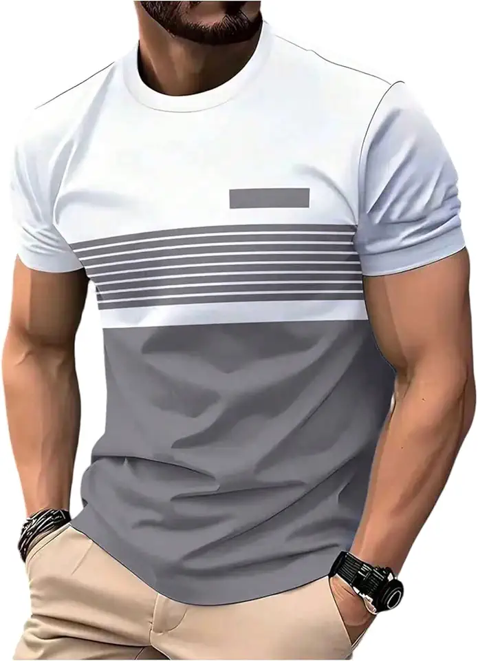 SOLY HUX Men's Summer Casual Striped T Shirts